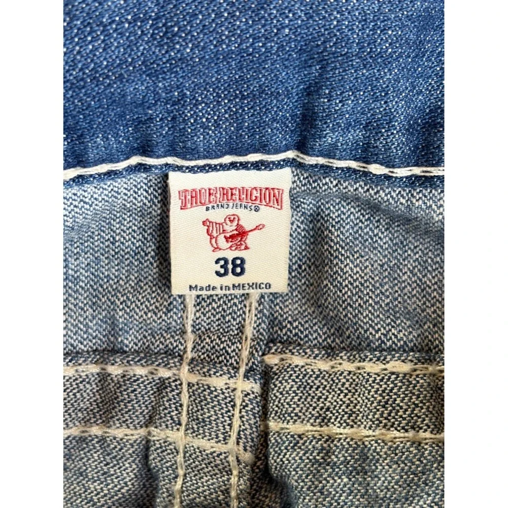 True Religion World Tour Section Straight Jeans Mens 38x34 Blue Contrast